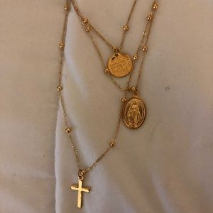 3 in 1 coin and cross necklace